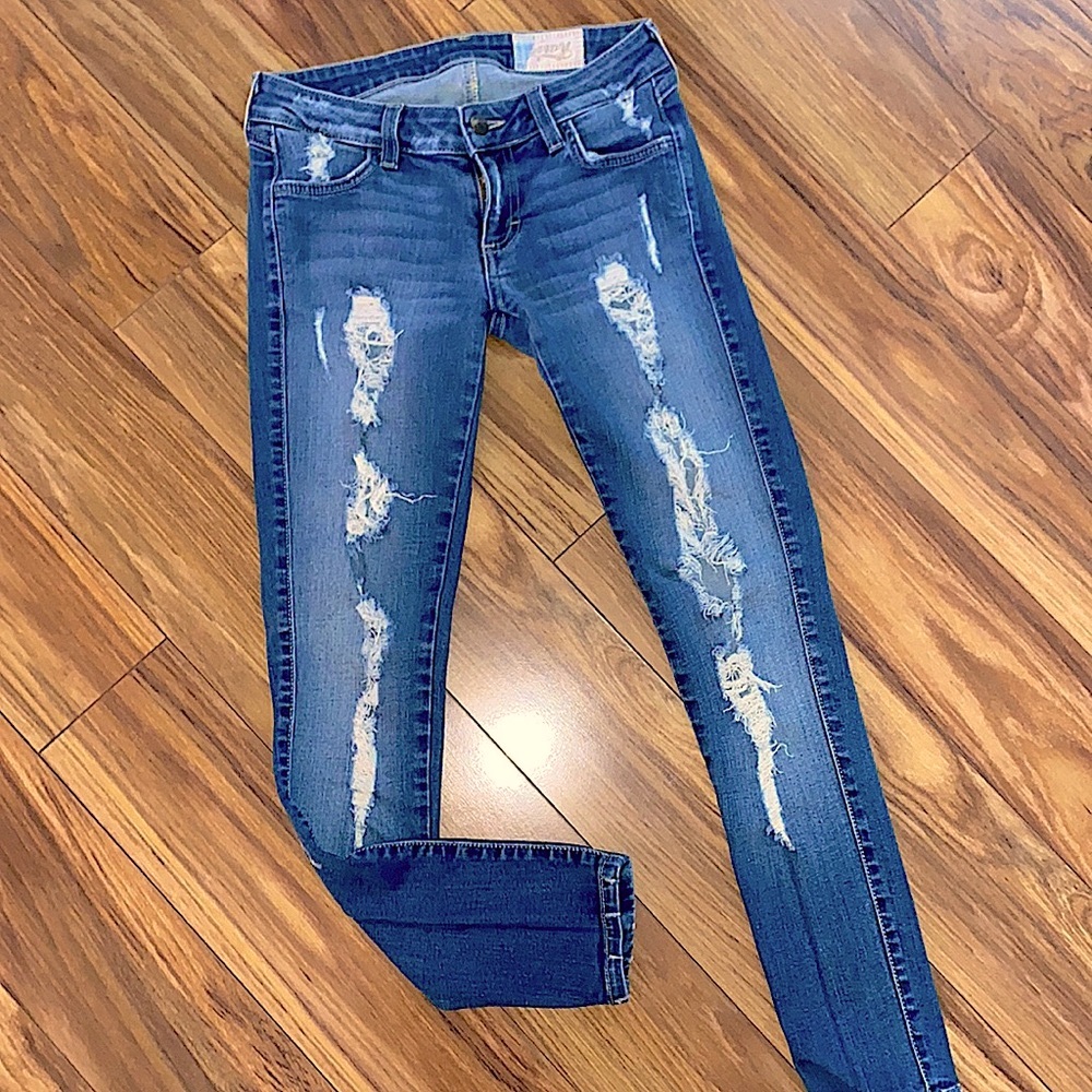 Siwy hannah distressed in tempest blue skinny jeans women's size 25